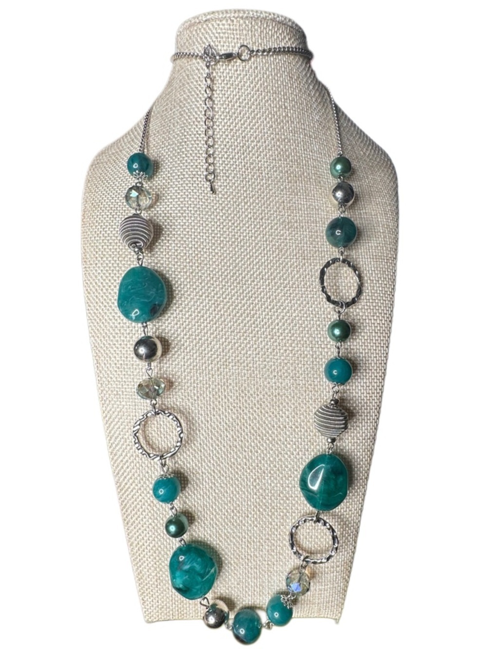 Teal Beaded Statement Necklace - Women Jewelry